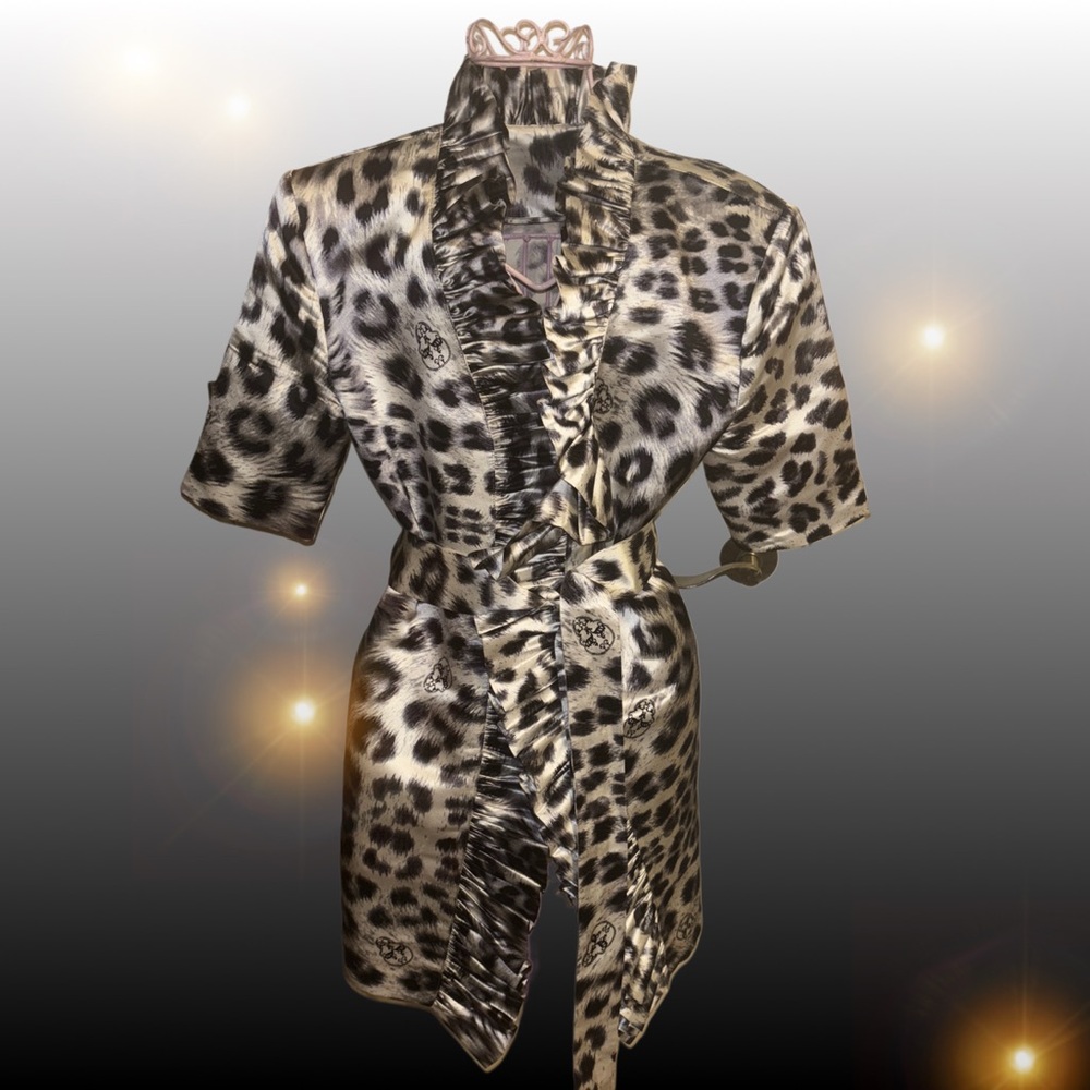 👀 ‼️Thomas Wylde Leopard Print Belted Silk Jacket! - Picture 2 of 5
